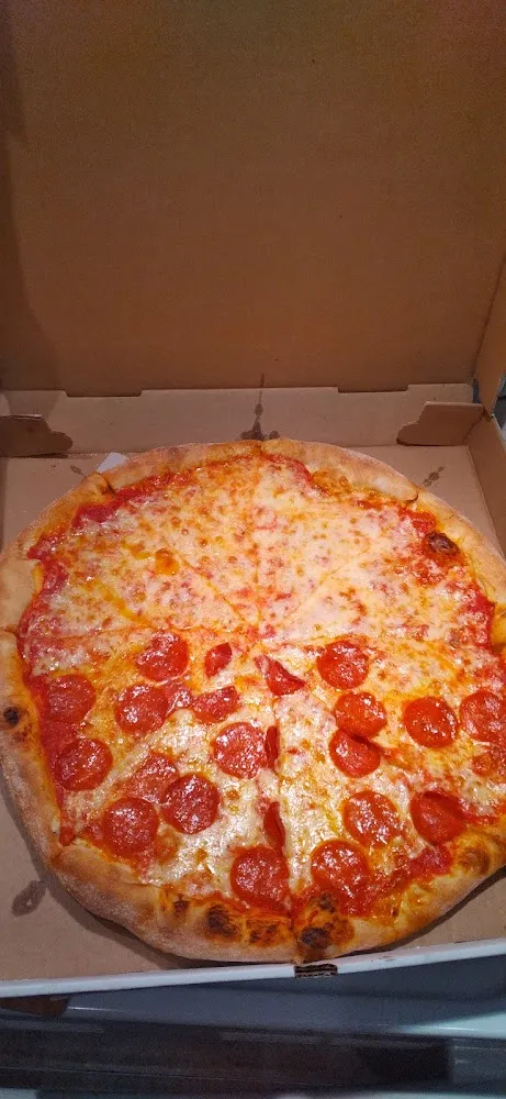 Large Pizza Half Plain Cheese Pizza Half Pepperoni